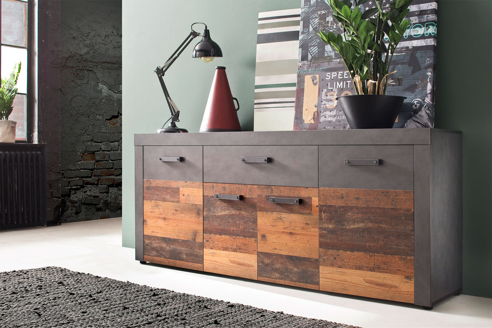 Sideboard INDY 178 x 76 cm Old Wood braun/ grau