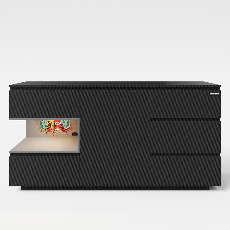 Sideboard MINECRAFT 160 cm schwarz/ grau