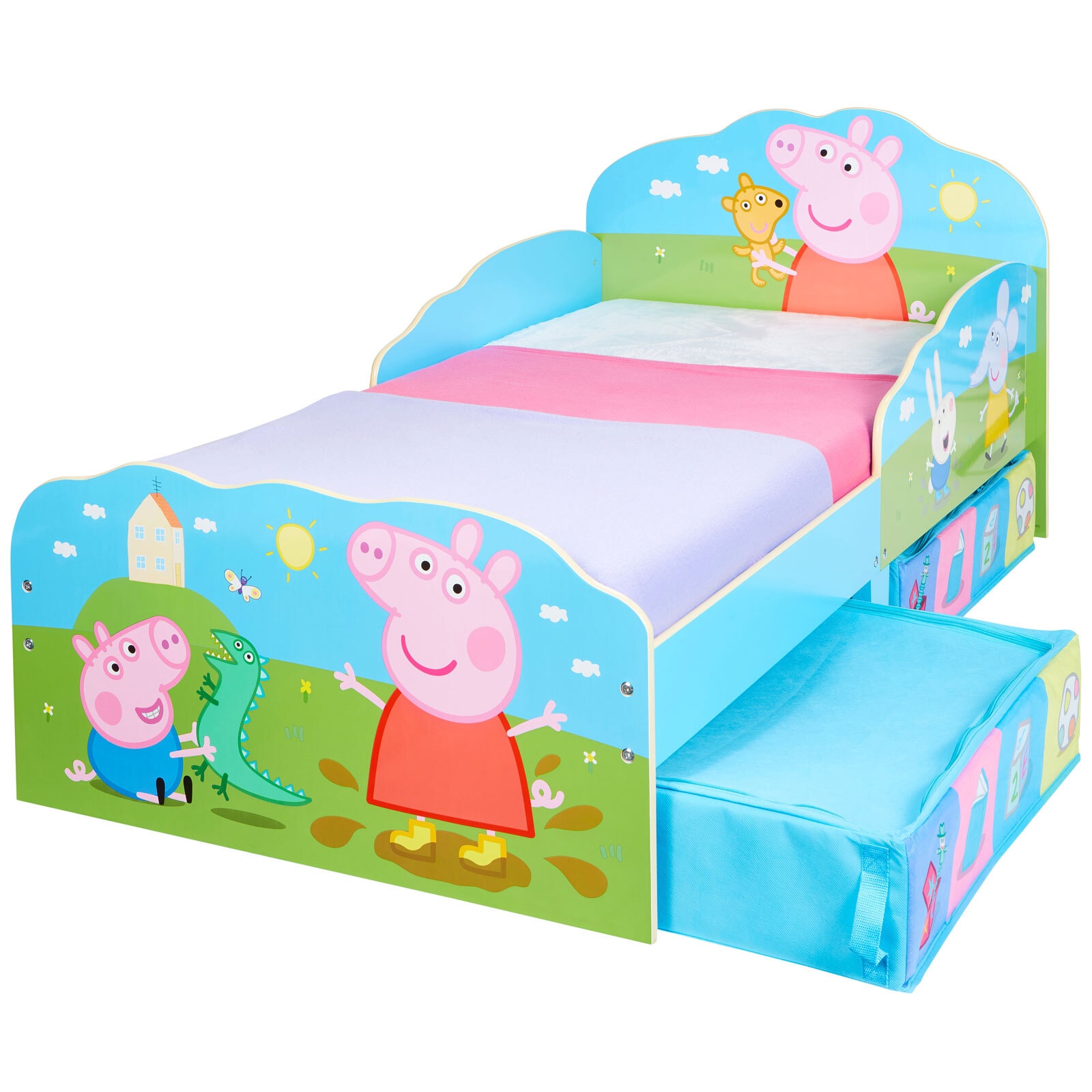 moose Klein-Kinderbett PEPPA PIG 70 x 140 cm blau/ mehrfarbig