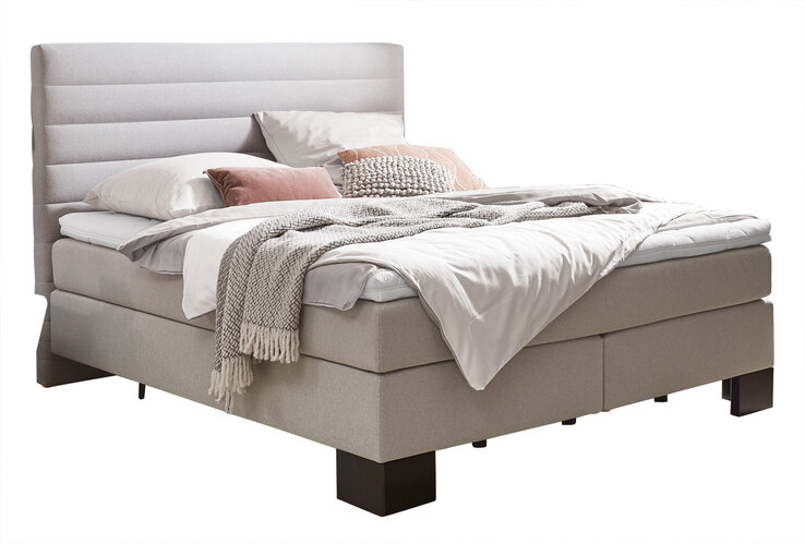 LIFE STYLE by schlaraffia Boxspringbett LINEA 180 x 200 cm Stoffbezug silvergrau