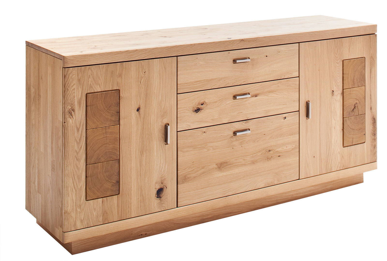 VALMONDO Sideboard 165 cm Massivholz Balkeneiche bianco