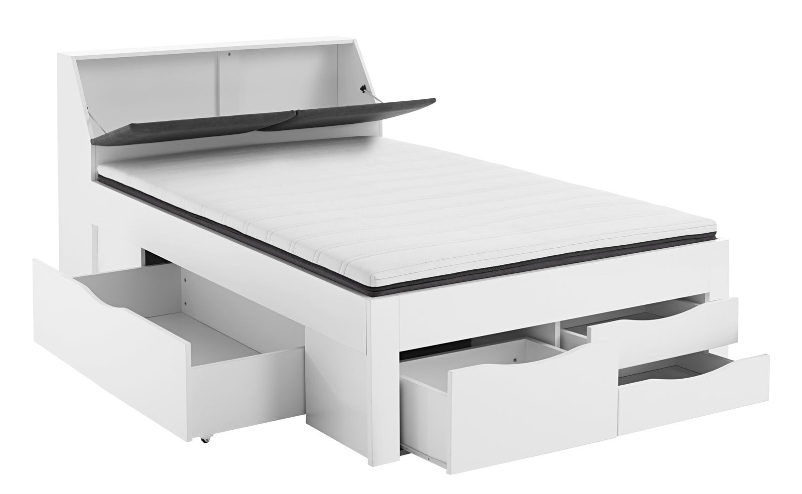 Stauraum-/Funktionsbett MAXI 140 x 200 cm weiß