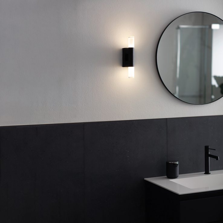 SCHÖNER WOHNEN-Kollektion LED Badlampe Wand TWICE 7 cm schwarz