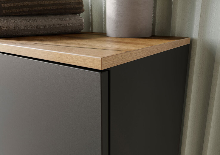 Kommode YONKERS 60 x 97 cm Graphit/ Navarra Eiche