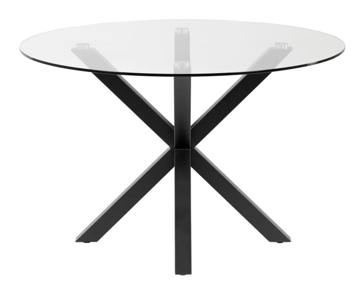 Kave Home Esstisch rund ARGO 119 cm schwarz/Klarglas