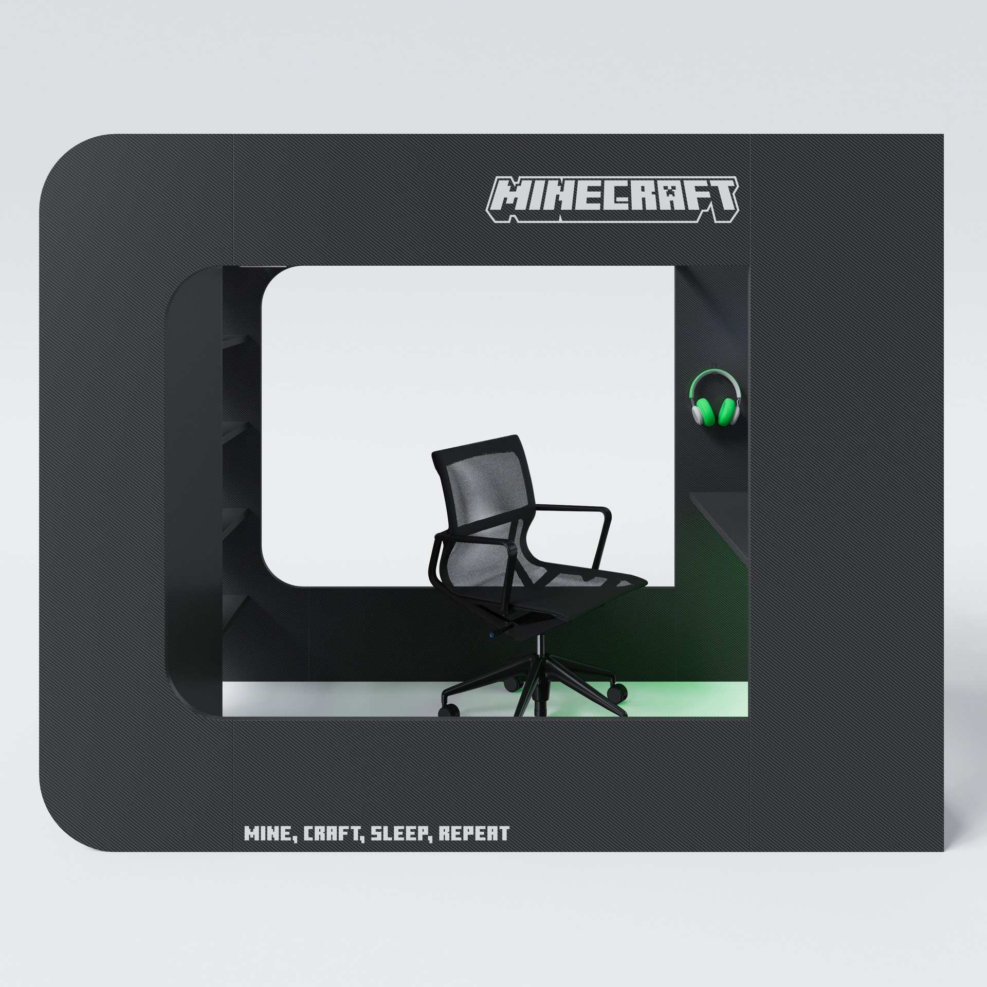 Hochbett MINECRAFT 120 x 200 cm schwarz/ grau