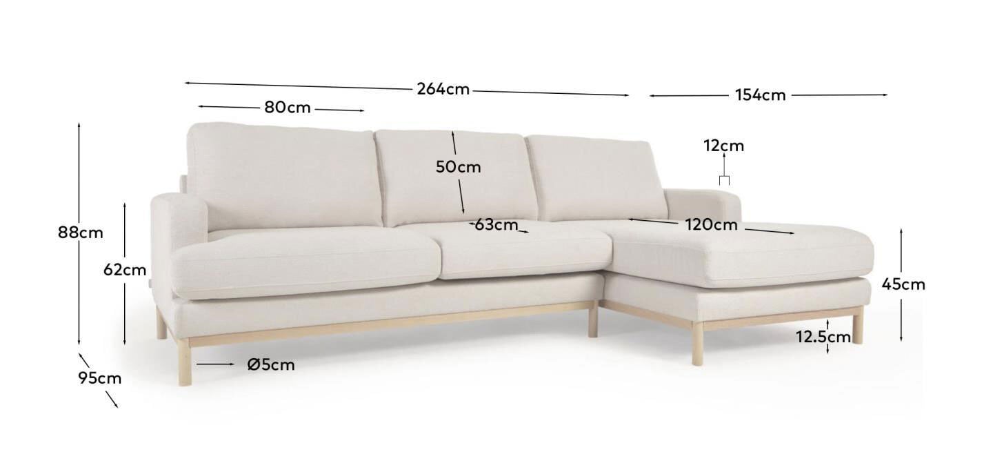 Kave Home Ecksofa MIHAELA 264 x 154 cm weiß