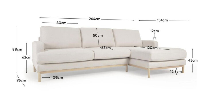 Kave Home Ecksofa MIHAELA 264 x 154 cm weiß