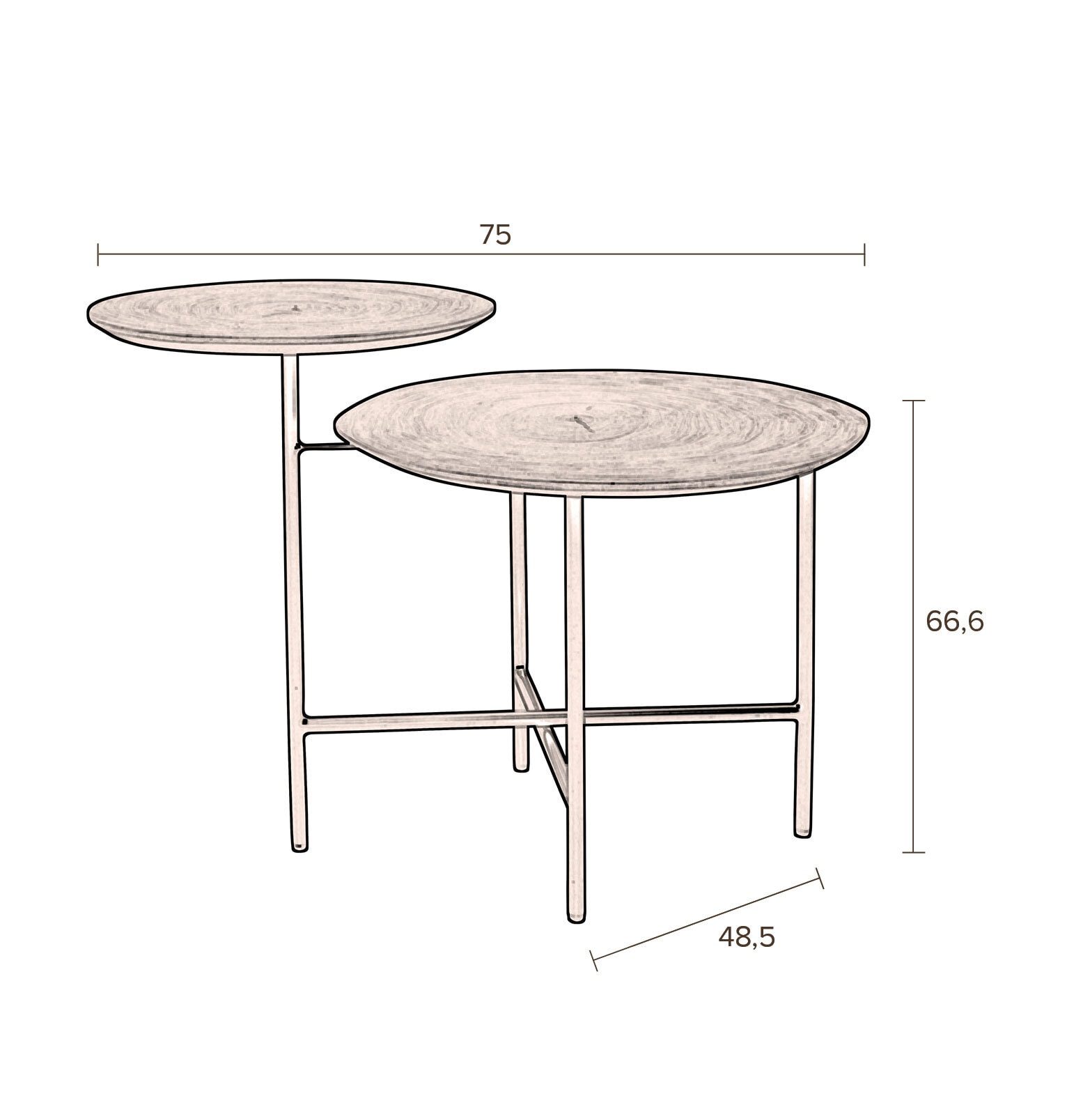 zuiver Beistelltisch MATHISON 48,5 x 65 x 75 cm Echtholzfurnier walnussbraun