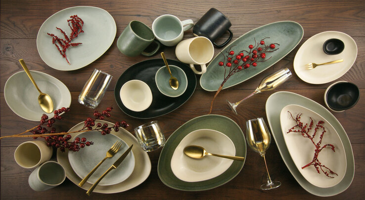 CreaTable Gourmetplatte PIETRA 31 x 24 cm Keramik graphitgrau