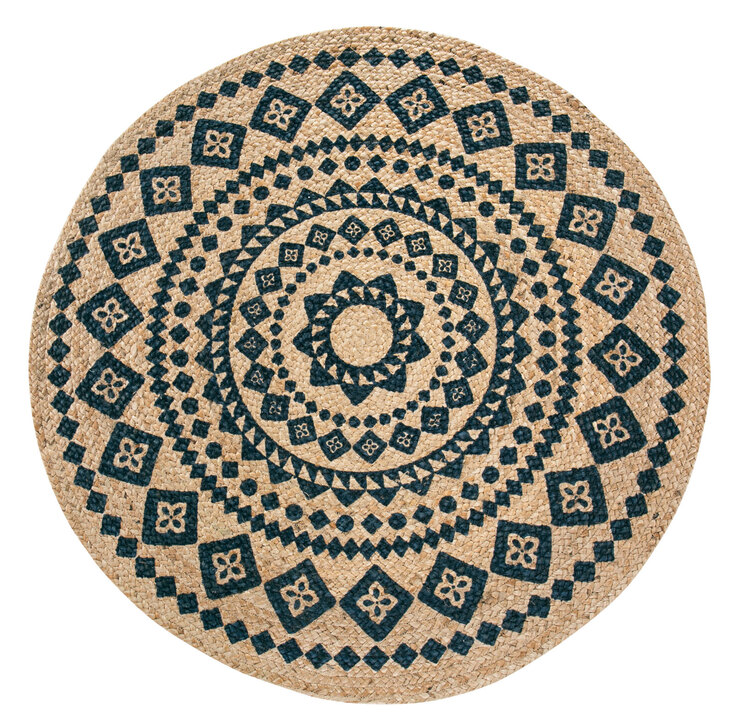 Jute-Teppich VÄNERSBORG Ø 80 cm rund braun/schwarz