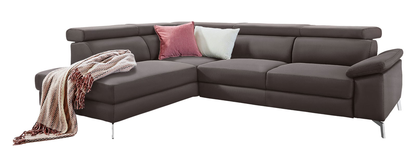 MONDO Ecksofa MAJOLA I-L Leder Bronco brown