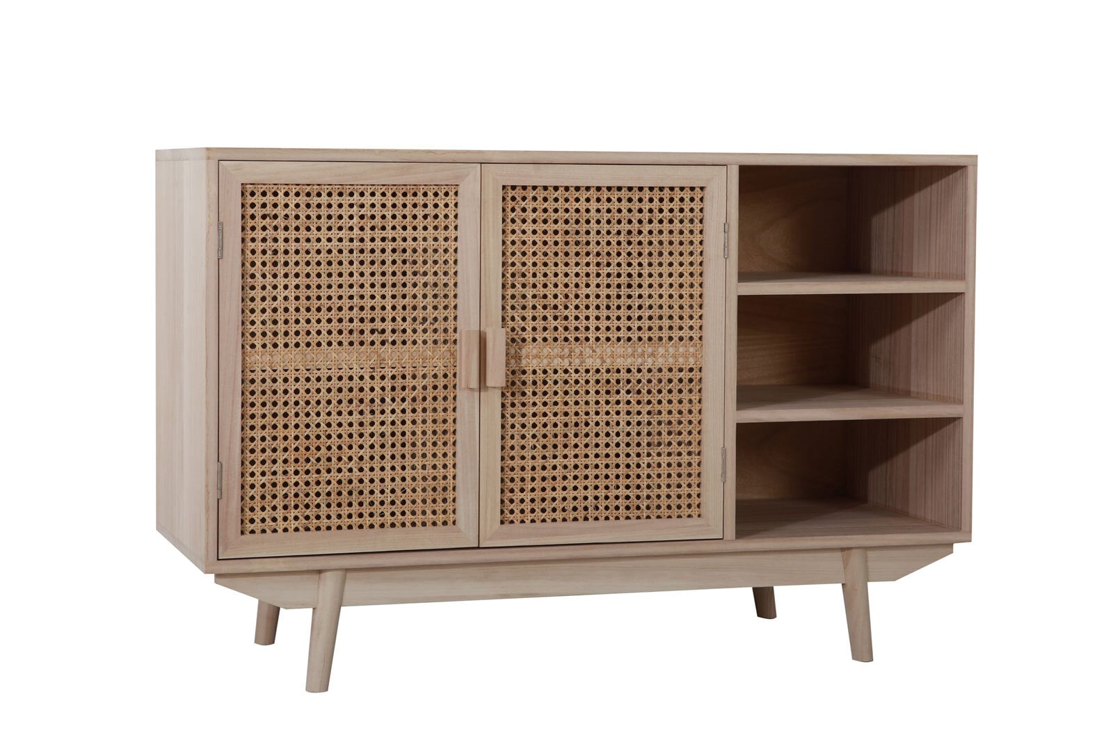 Sideboard 100 x 65 cm Braun/ Rattan