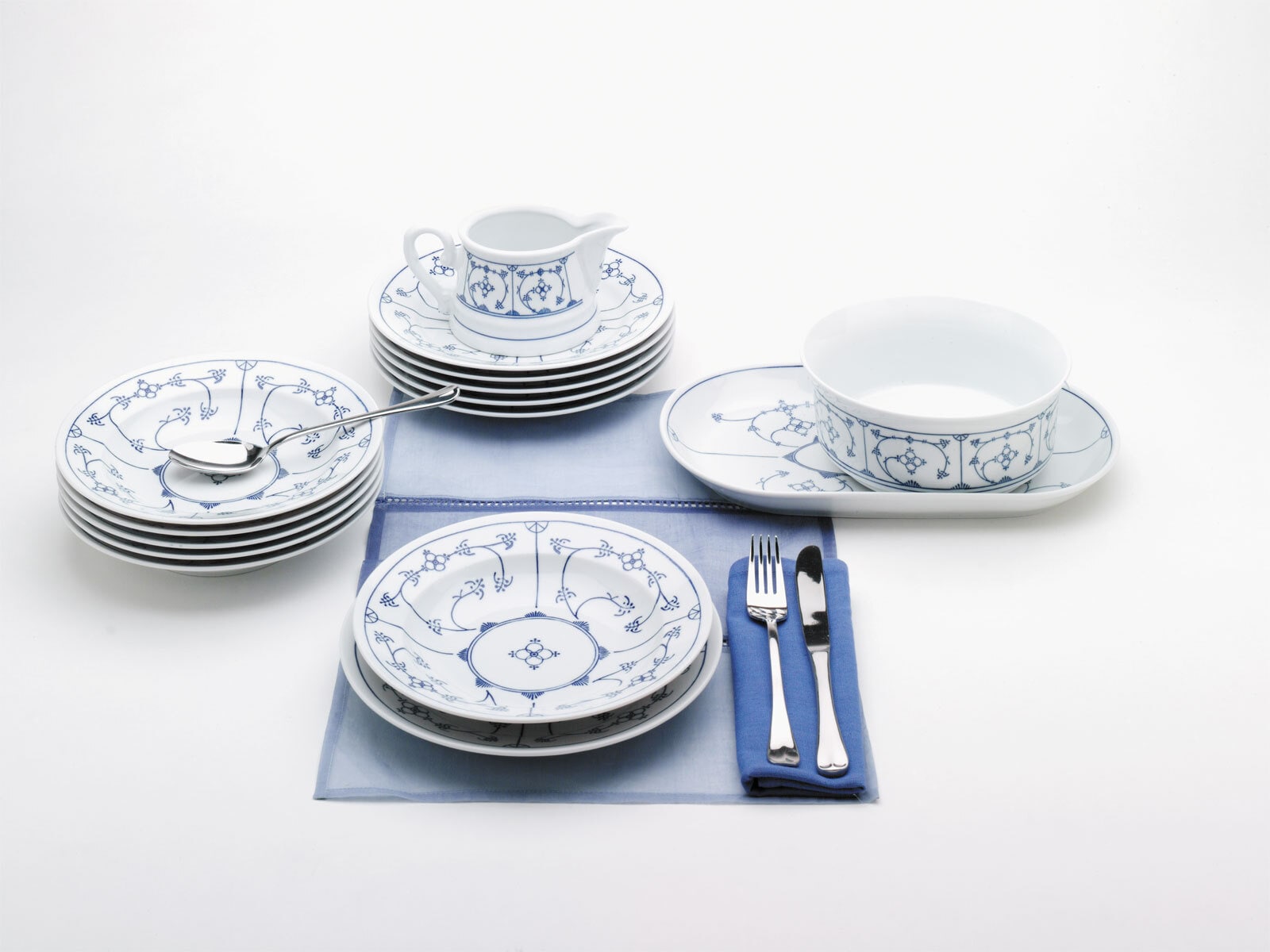 KAHLA Speiseteller TRADITION BLAU SAKS 6er Set weiß/ blau