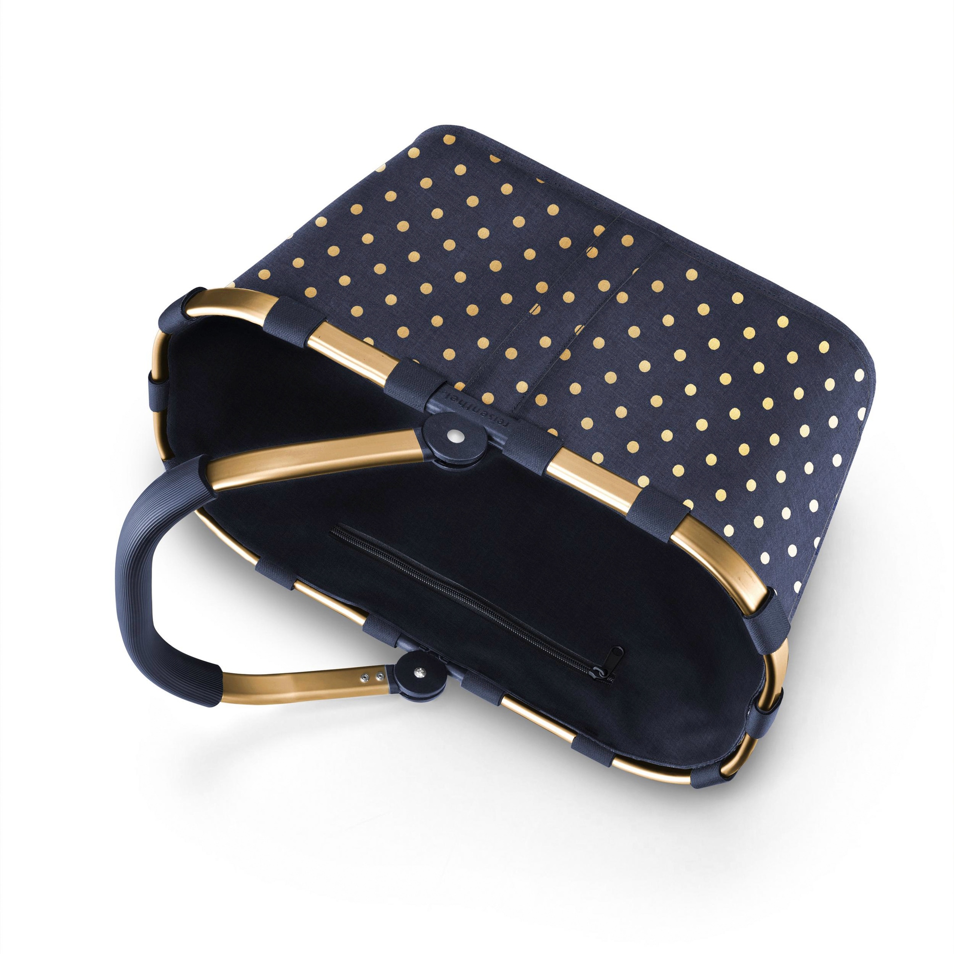 reisenthel Einkaufskorb CARRYBAG 22l blau/Polkadots goldfarbig