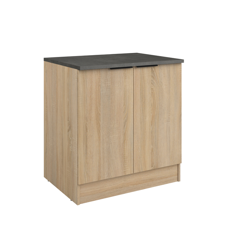 Parisot Küche mit Buffet FUMAY 21 Eiche/Beton-Optik ca. 300 x 186 x 60 cm
