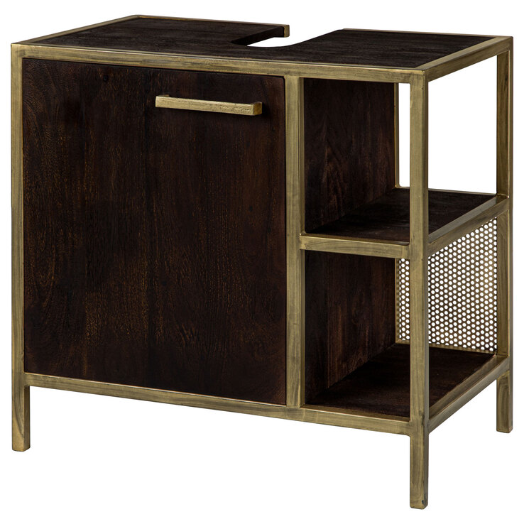Waschbeckenunterschrank GOLDEN BATH 62 x 61 cm Braun/ Goldfarbig