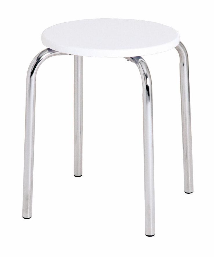 Stapelhocker 46 cm Chromfarbig/ Weiß