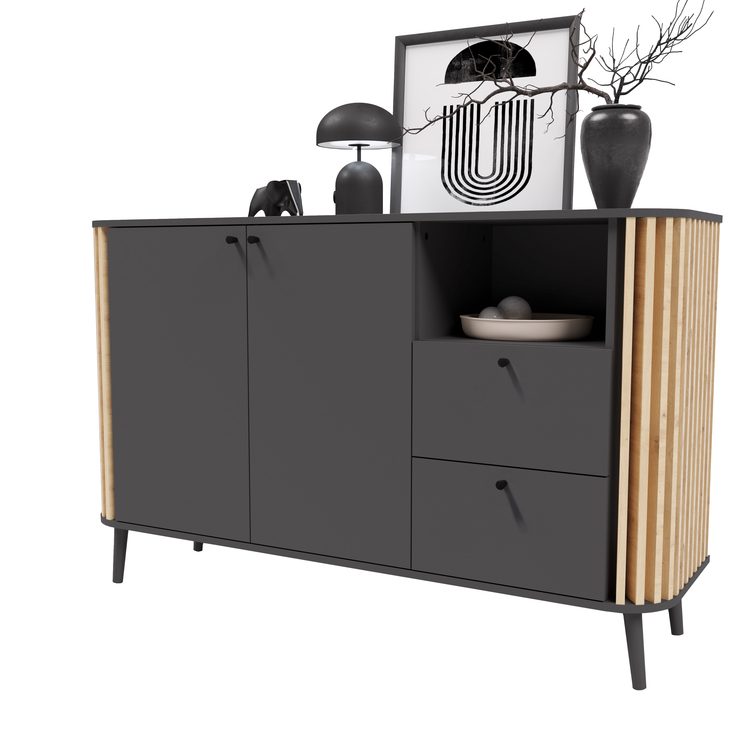 Sideboard PURE 138 x 88 cm grau-Dekor/Eiche-Dekor