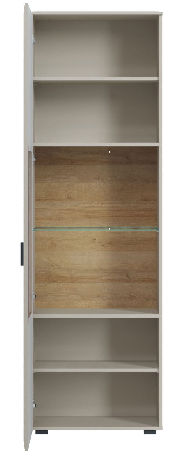 Vitrine ROMY I 65 x 206,5 cm Eiche grau/ braun