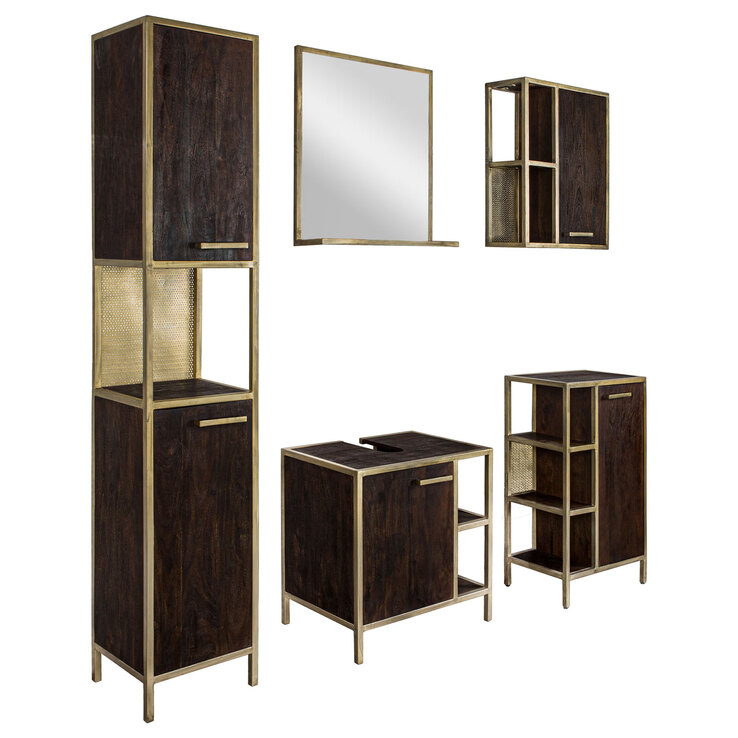 Waschbeckenunterschrank GOLDEN BATH 62 x 61 cm Braun/ Goldfarbig