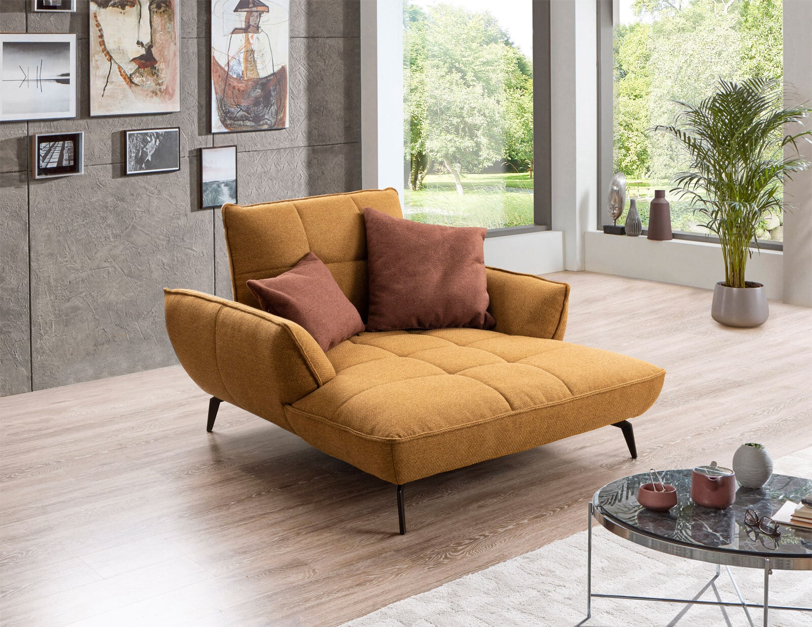 vito Longchair Loveseat TICONA 139 cm mustard