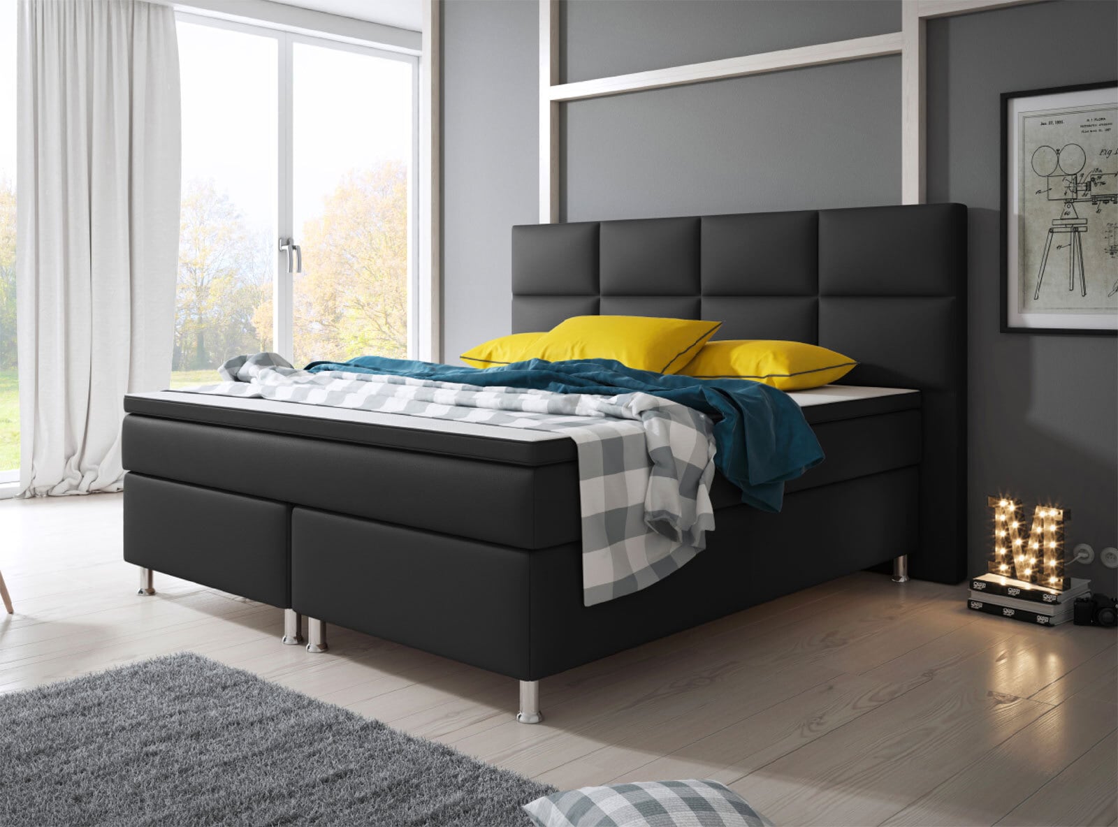 Boxspringbett MIAMI 180 x 200 cm schwarz