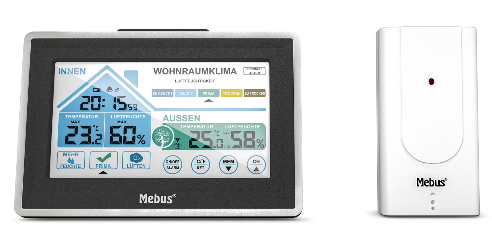 Mebus Funk-Wetterstation grau-schwarz