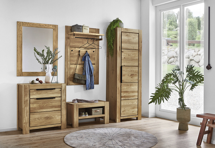 Garderobenschrank JURIA 67 x 199 cm Eiche massiv/Eiche furniert