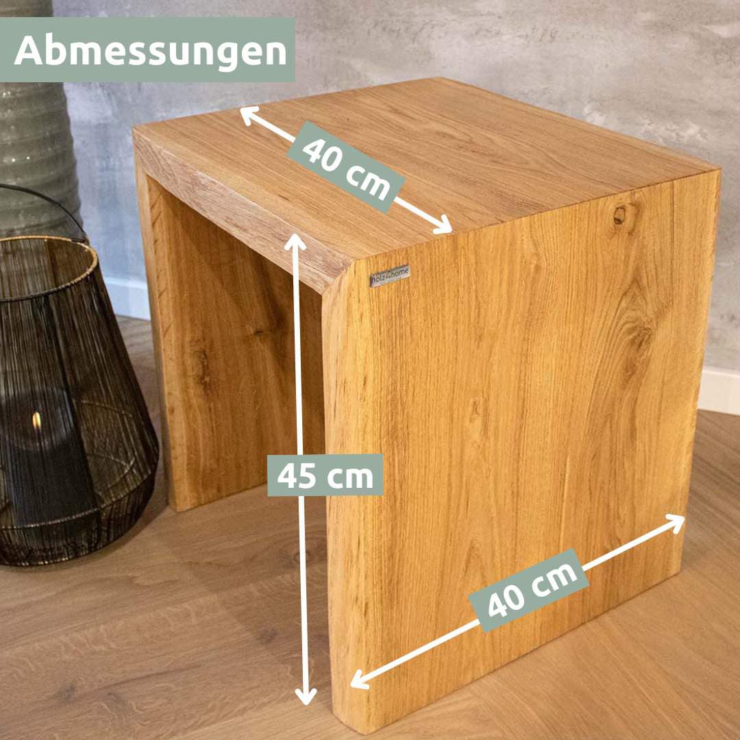 holz4home Massivholzbank 40 x 45 cm Eiche geölt mit Baumkante