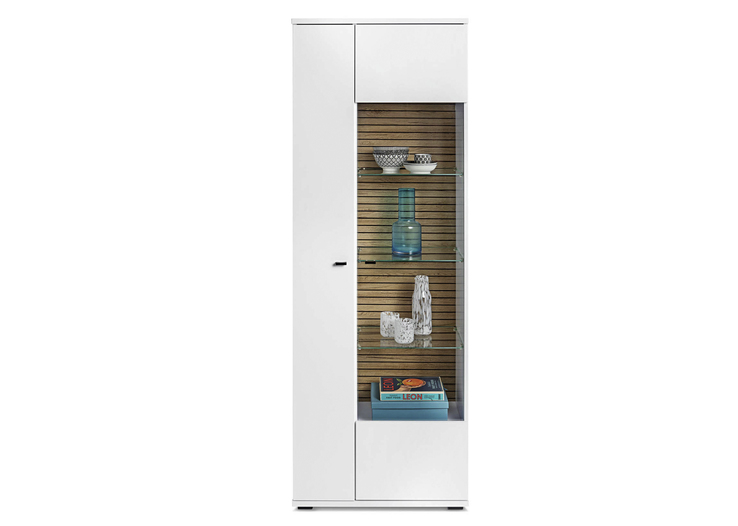 LIV'IN Vitrine 70x197 cm Weiß / Nox Oak
