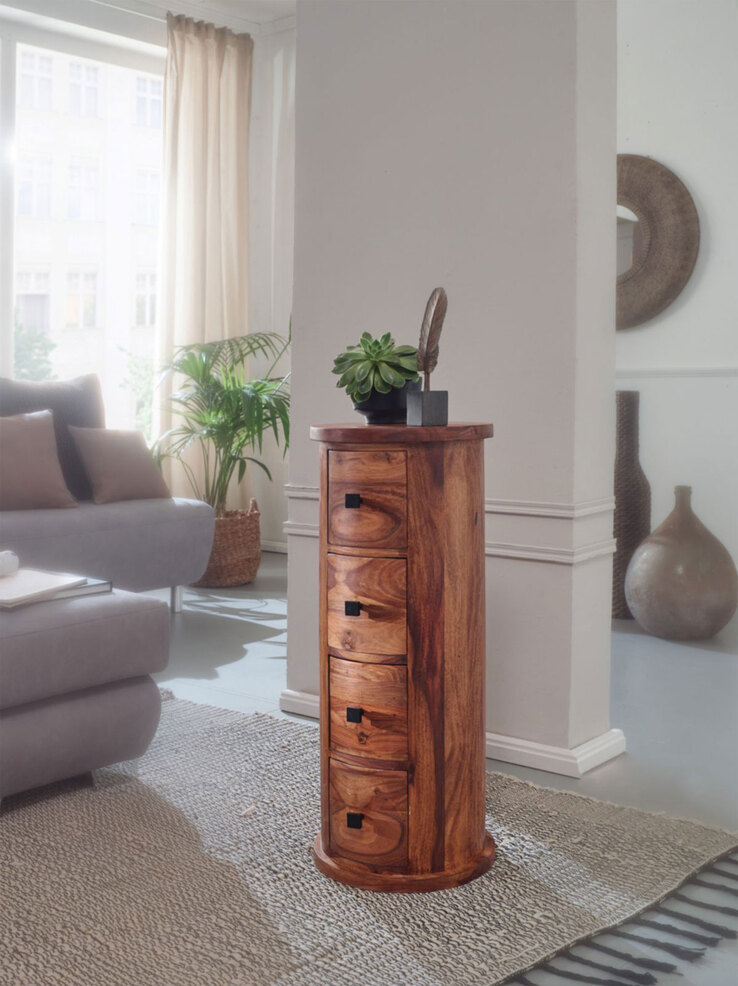Sideboard rund 85 x 35 cm Sheesham Massivholz