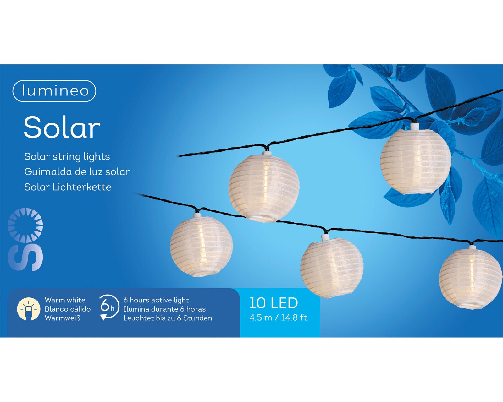 LED Solarlichterkette Lampions ABENDSTIMMUNG 10 flg weiß