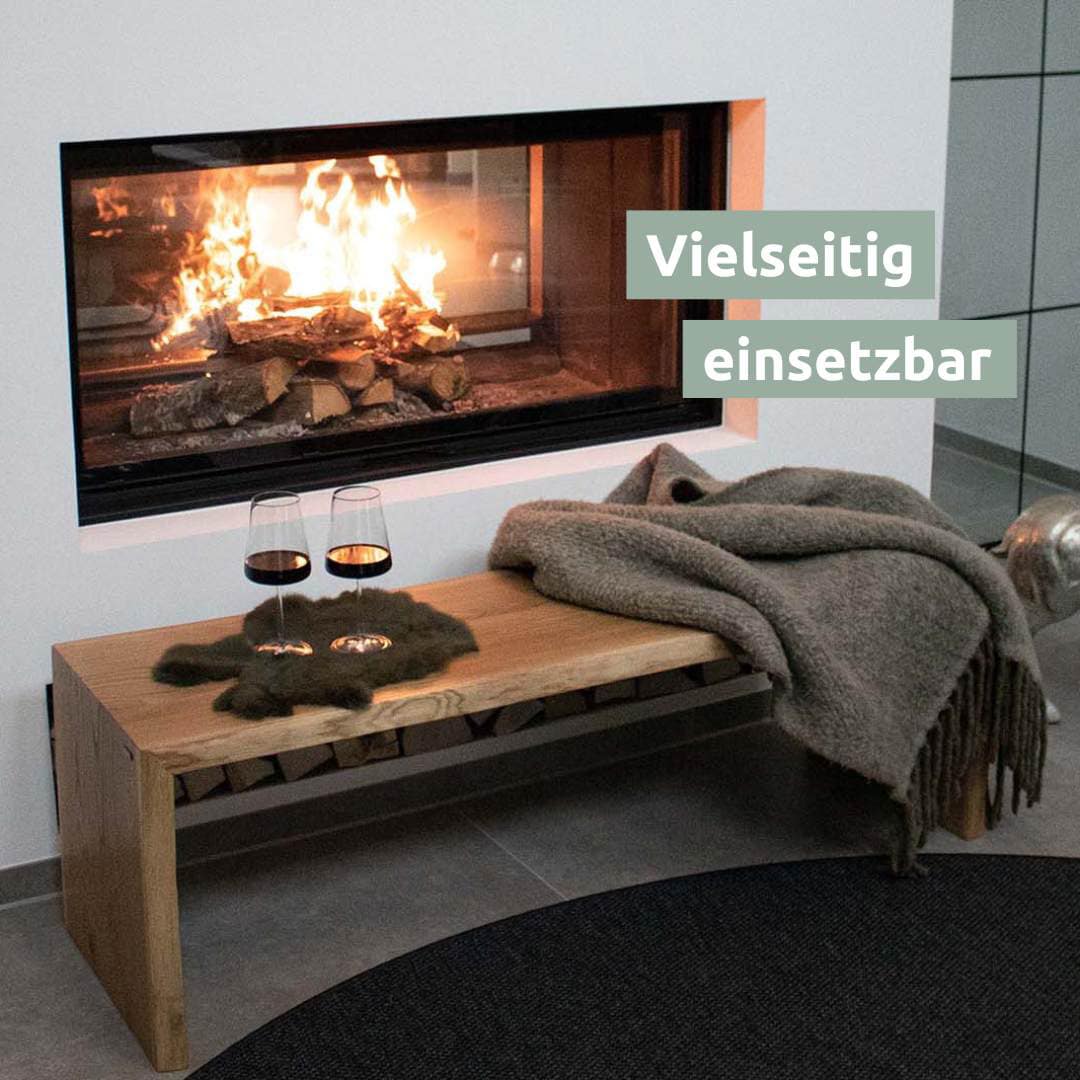 holz4home Massivholzbank 140 x 45 cm Eiche geölt mit Baumkante