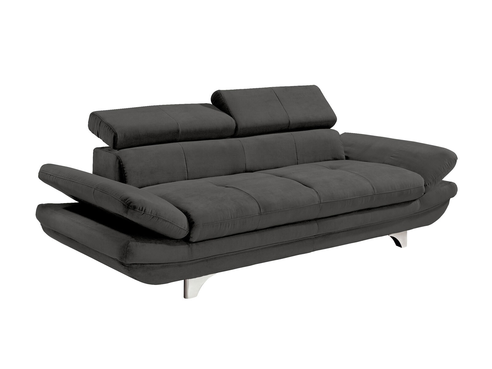 Sofa 3-Sitzer COTTA 104 x 233 cm Lederlook fangograu