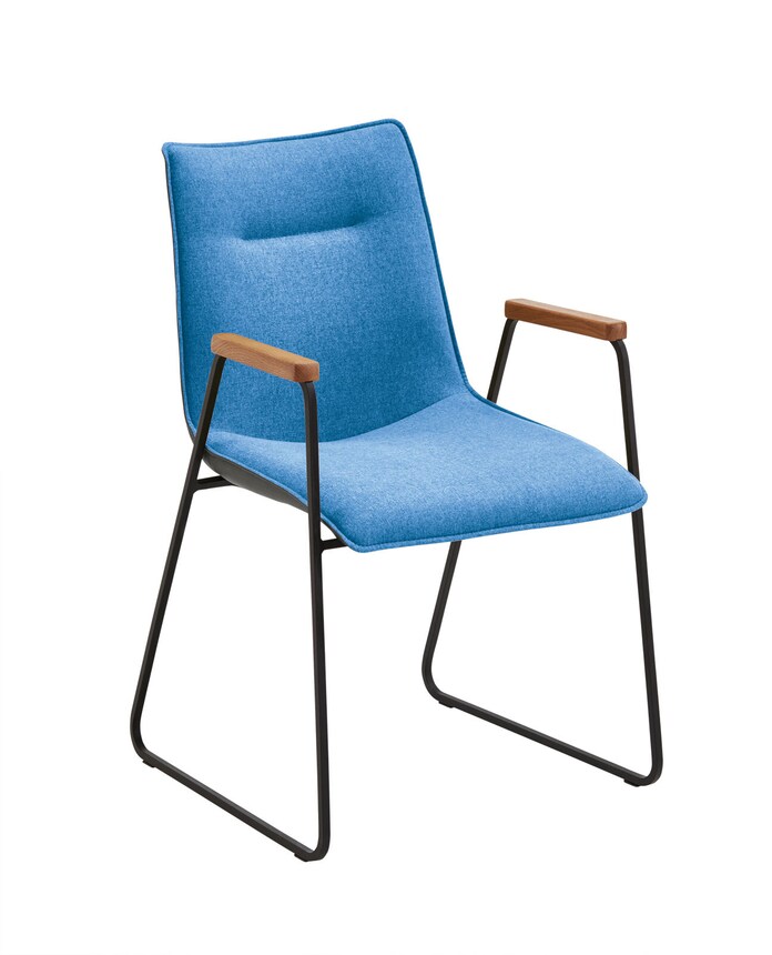 VALMONDO Stuhl mit Armlehnen NAMUR Platin Grau/Venice Blau