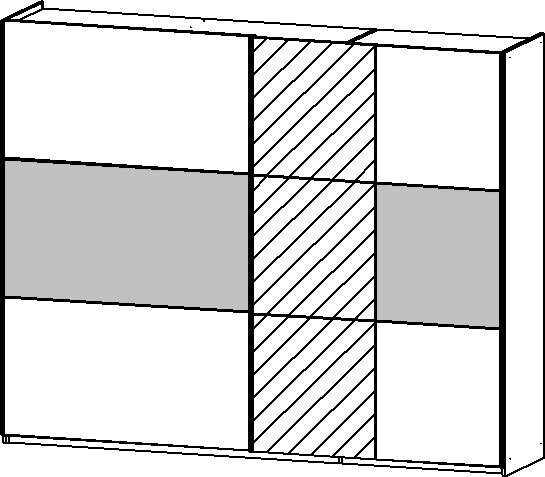 Kleiderschrank PRENZLAU 261 x 210 cm Alpinweiß/Steingrau