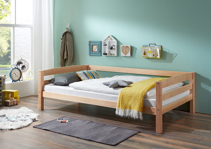 Juniorbett 90 x 200 cm Buche Massiv natur