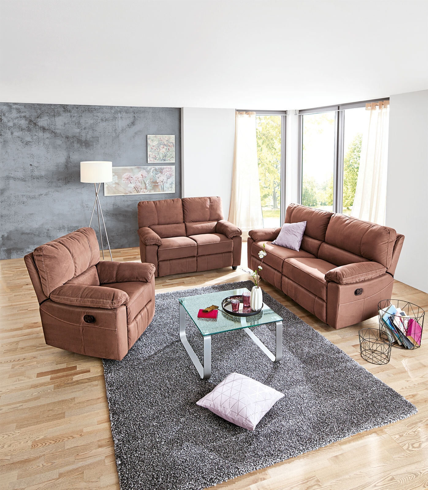 Couchtisch LAREDO 70 x 40 x 70 cm Metallgestell/Glasplatte