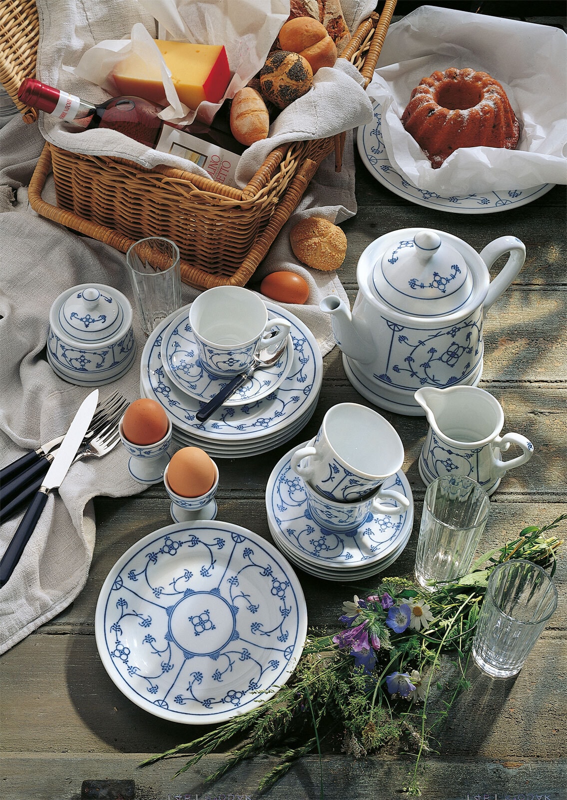 KAHLA Untertasse TRADITION BLAU SAKS 6er Set weiß/ blau