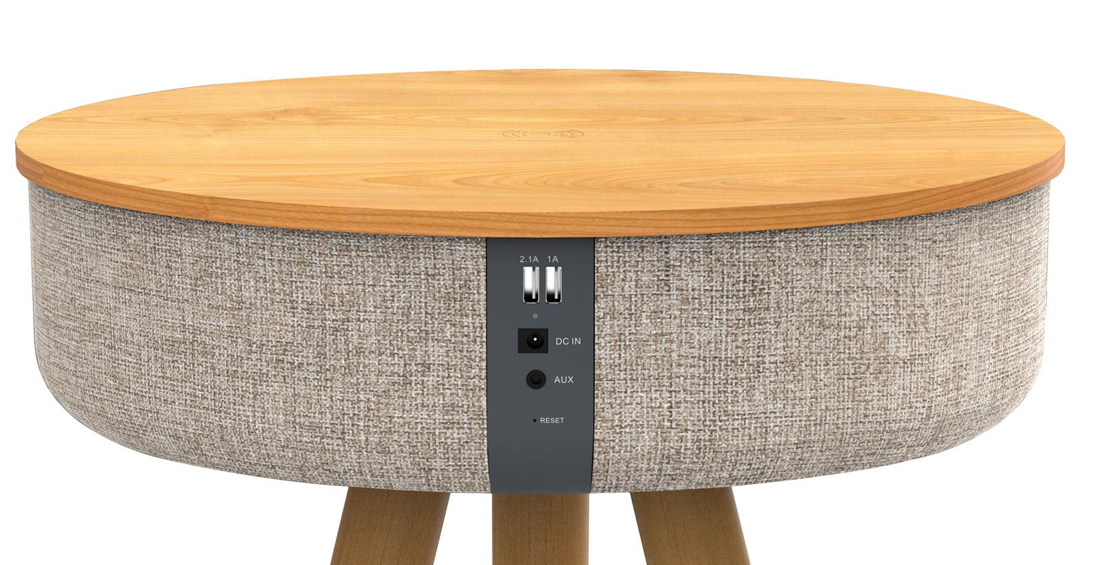 HAUKE HENDRIKS Beistelltisch rund mit Bluetooth beige/braun 