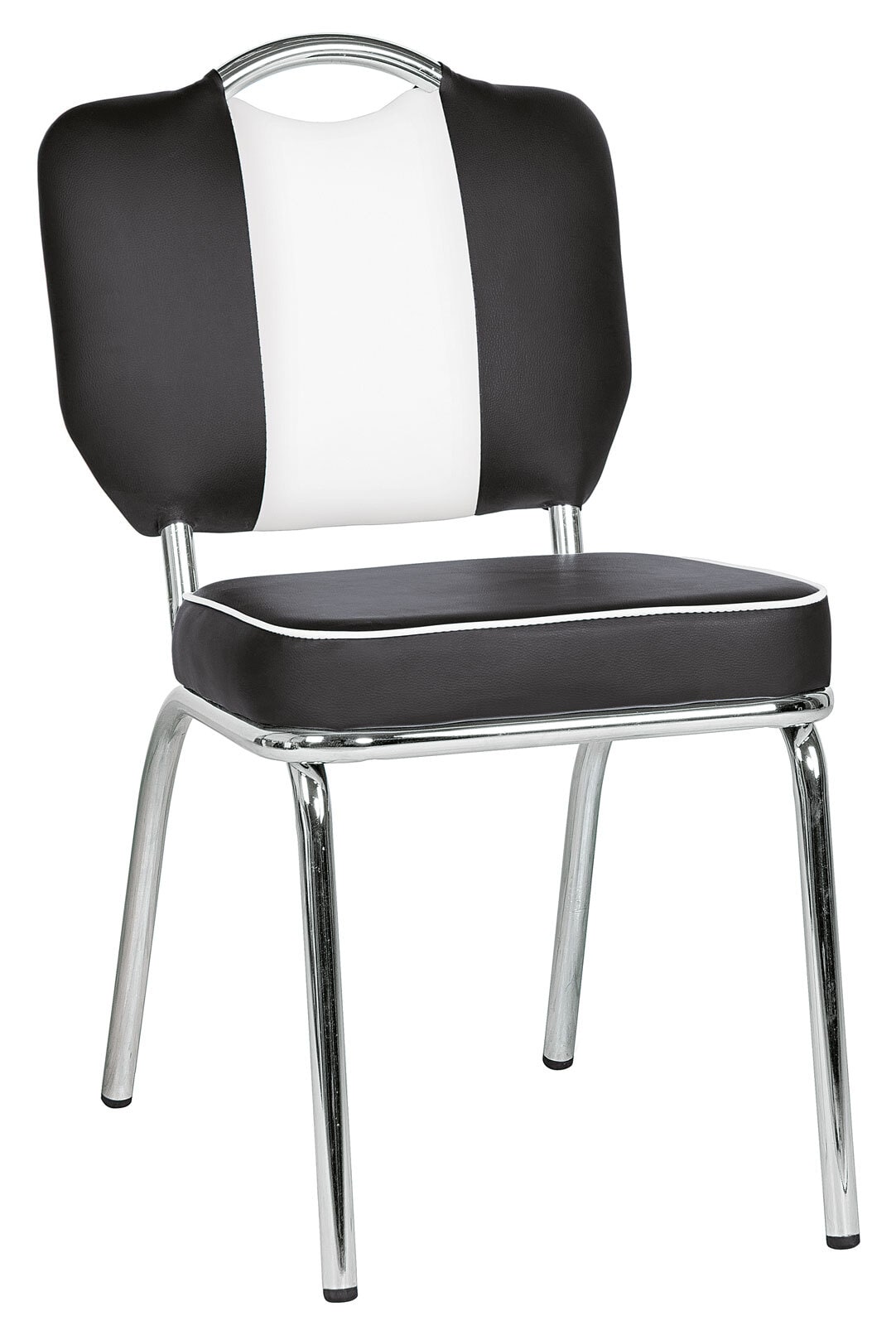 Stuhl AMERICAN Lederlook Schwarz/Weiß