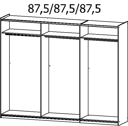 Kleiderschrank PRENZLAU 261 x 210 cm Alpinweiß/Steingrau