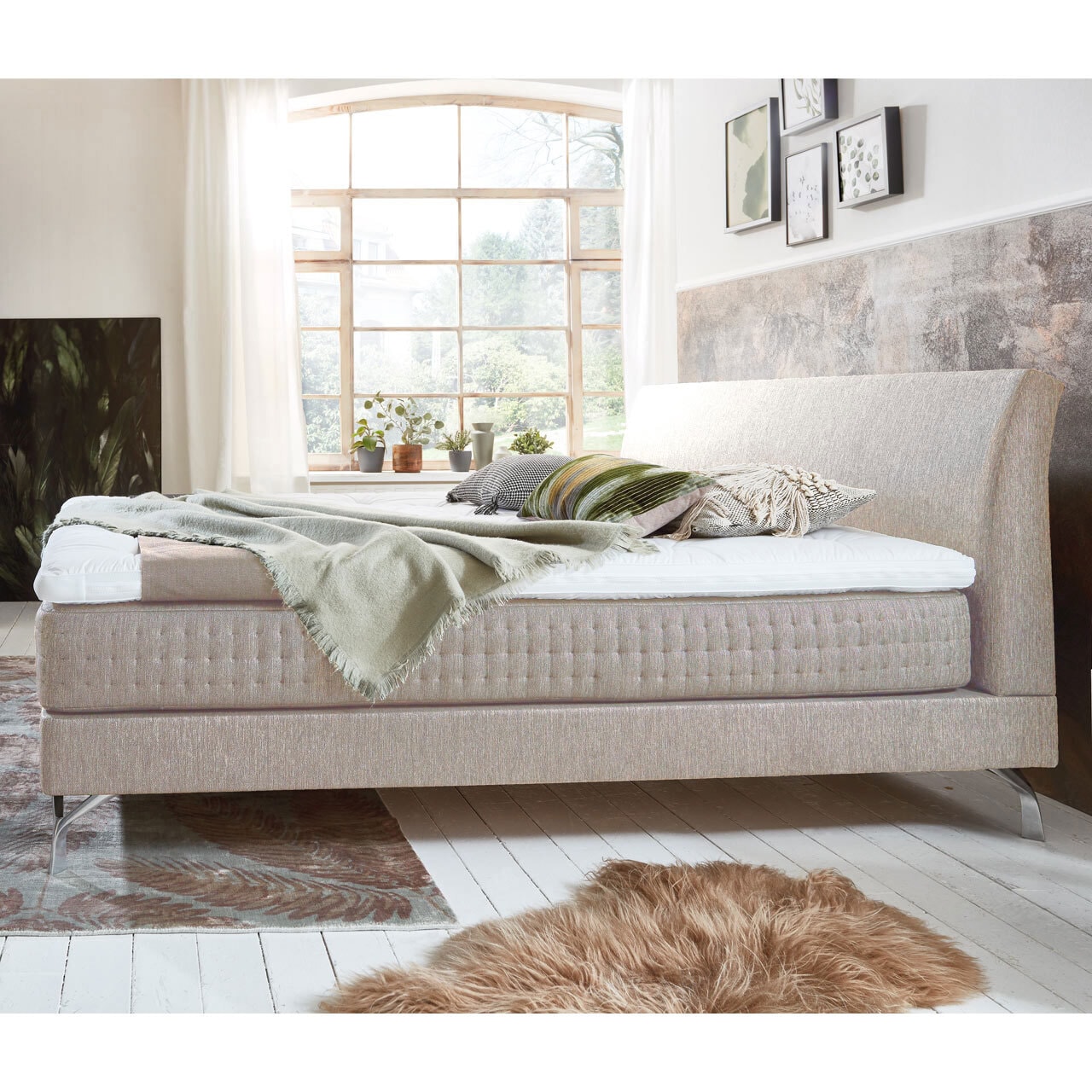 MONDO Boxspringbett SENTA 180 x 200 cm Anouk Khaki