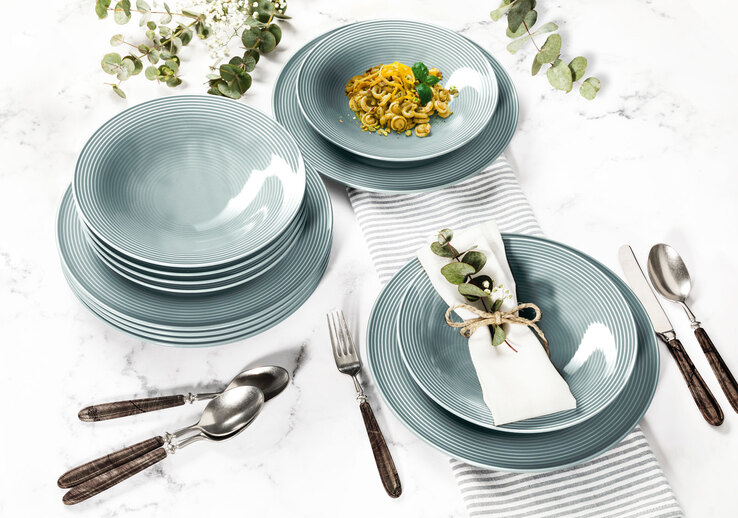 Seltmann Weiden Tafelservice BEAT COLOR GLAZE 12-teilig arktisblau