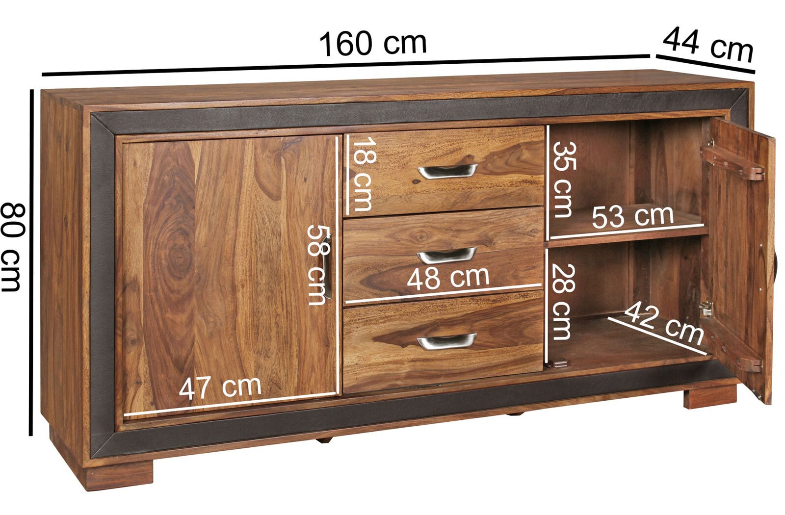 Sideboard 160 x 80 cm braun