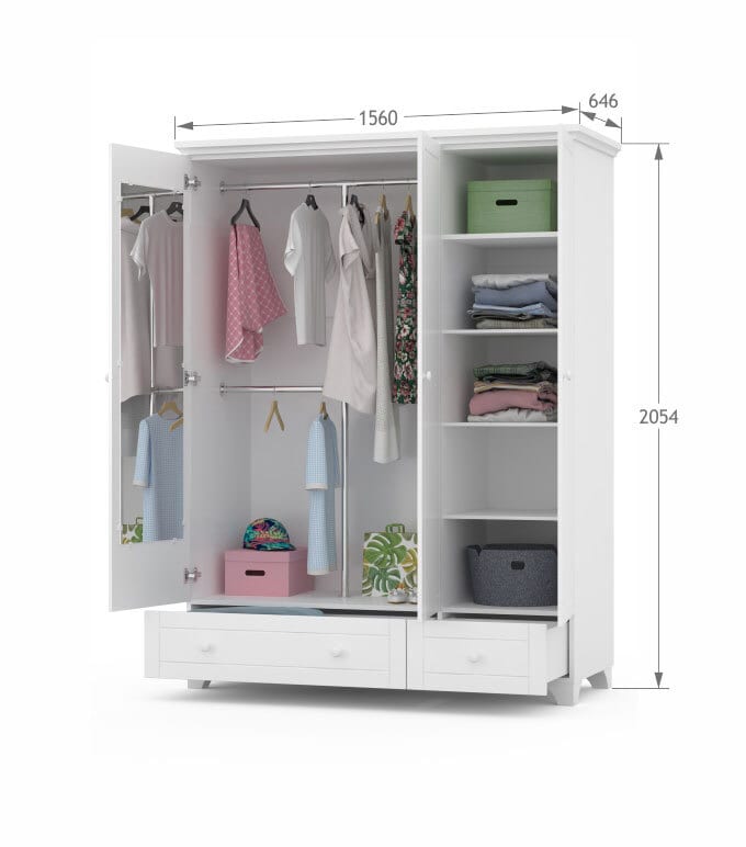 Kinder-Drehtürenschrank ROYAL WHITE 150 x 205 cm