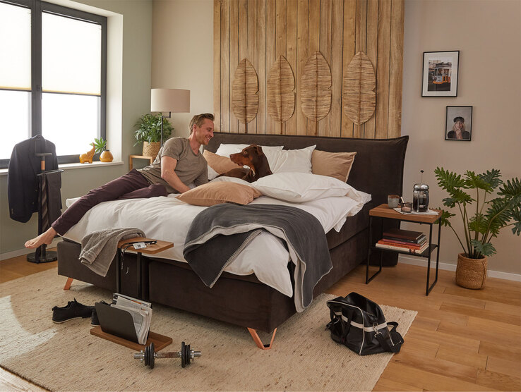 Ole Gunderson Bett FENSON OSLO 180 x 200 cm Textil dunkelbraun