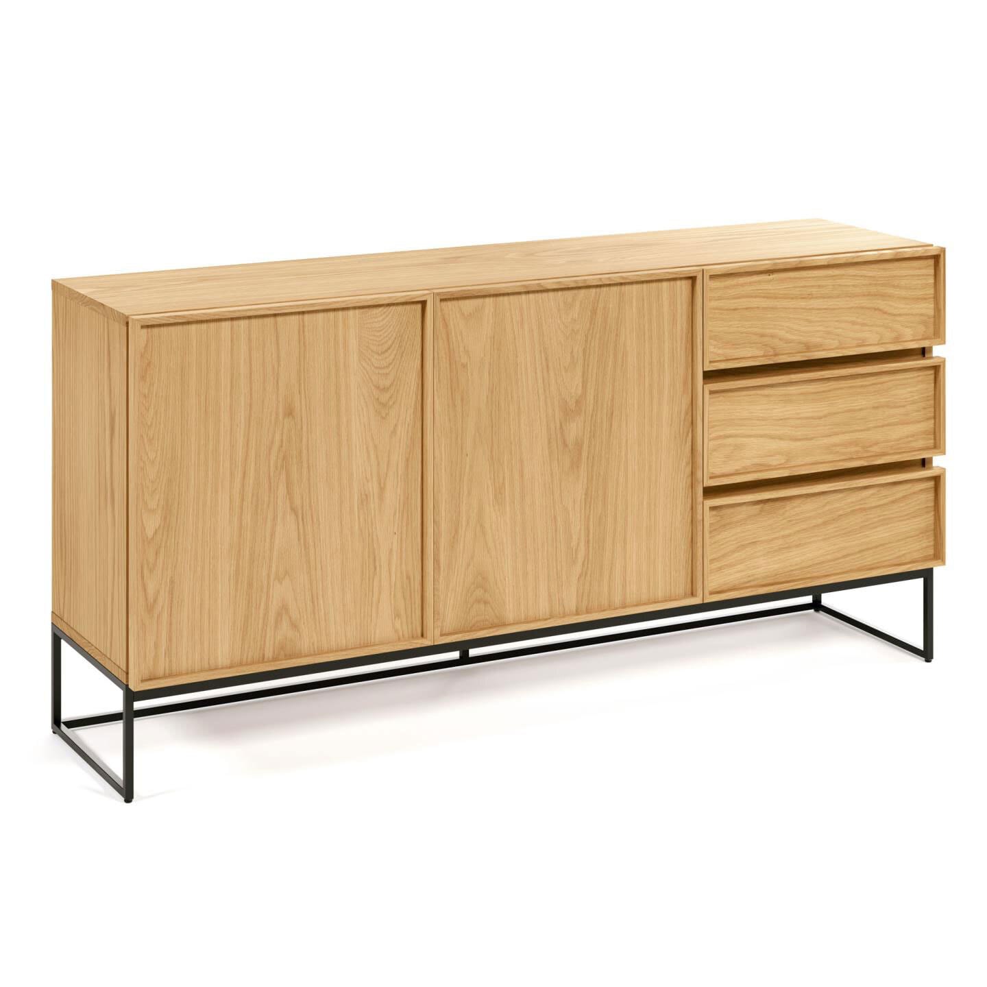 Kave Home Sideboard TAIANA 160 x 78 cm Eiche braun Stahl schwarz