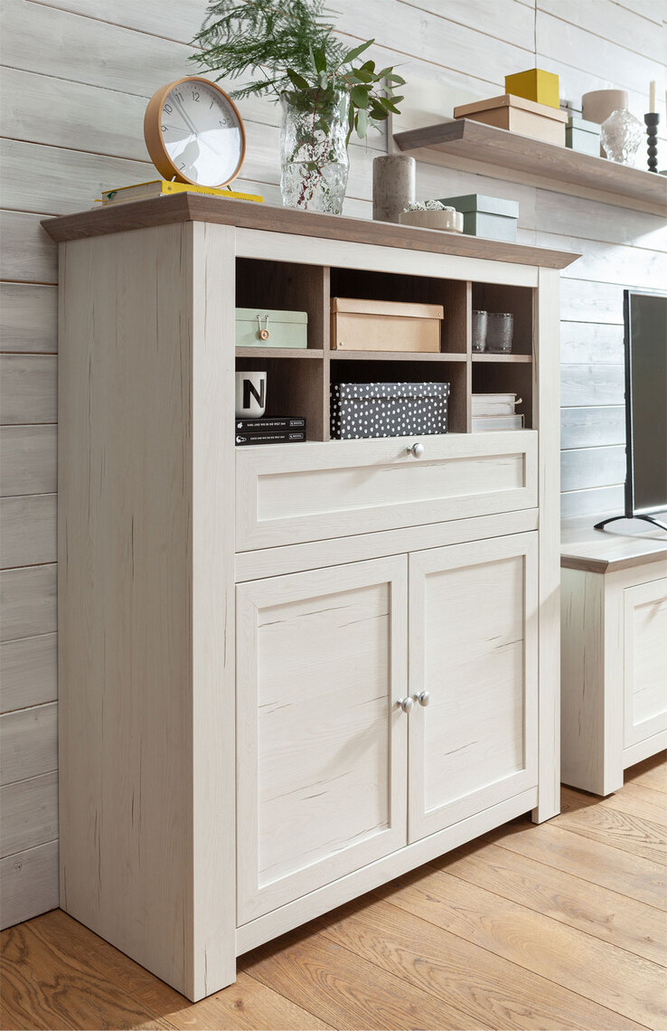 LIV'IN Highboard MARBELLA 116 x 135 cm weiß/ braun offen
